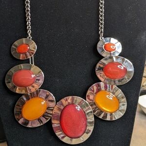 Macy's Silver Tone‎ Jeweled Statement Necklace